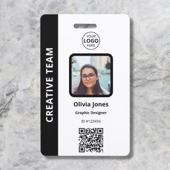 Company Employee Photo Id Qr Code Black Badge by CrispinStore at Zazzle