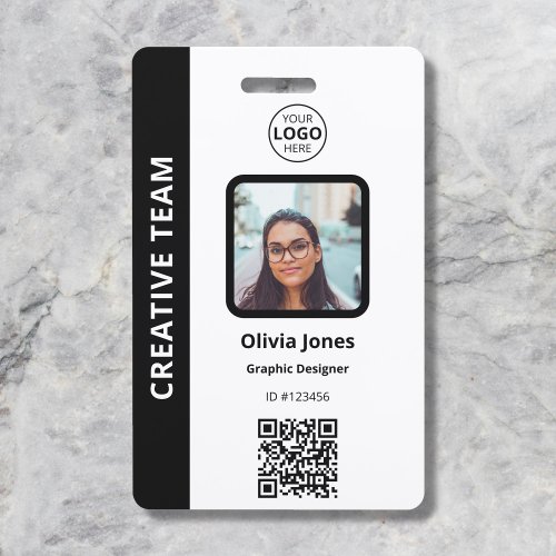 Company Employee Photo ID QR Code Black Badge