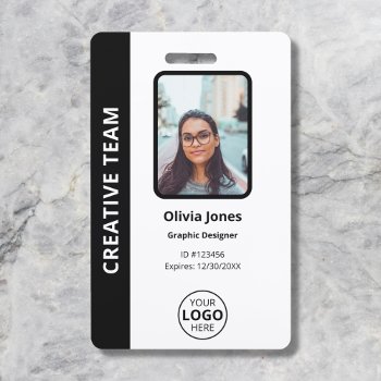 Company Employee Photo Id Qr Code Black Badge by CrispinStore at Zazzle