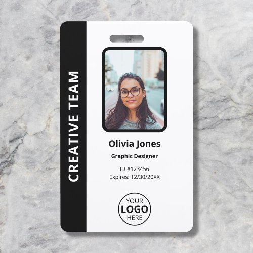 Company Employee Photo ID QR Code Black Badge