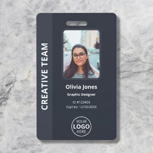 Company Employee Photo ID QR Code Gray Badge