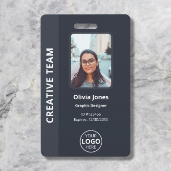 Company Employee Photo Id Qr Code Gray Badge by CrispinStore at Zazzle