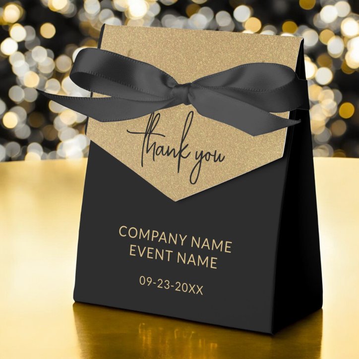 Company Event Black Gold Thank You Favor Boxes