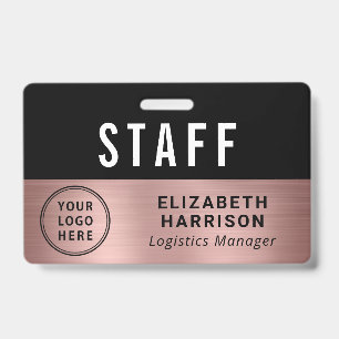 Company Event Logo Staff Employee Rose Gold ID Badge
