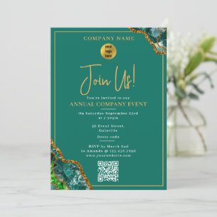 Company Event Party Corporate Annual Green Gold Invitation