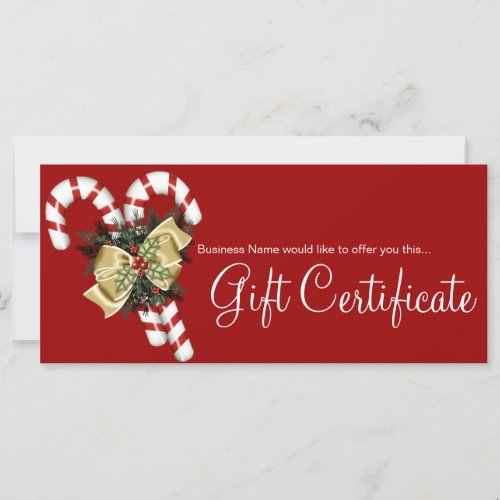 Company Gift Certificate Candy Canes  Tan Bow