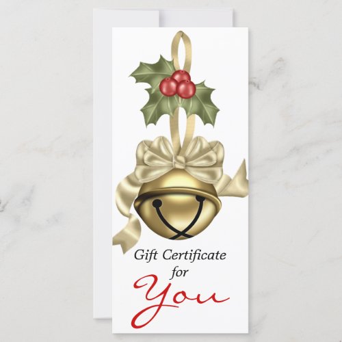 Company Gift Certificate Gold Bell Tan Ribbon
