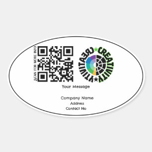 Company gift QRcode with personalization BG Oval Sticker
