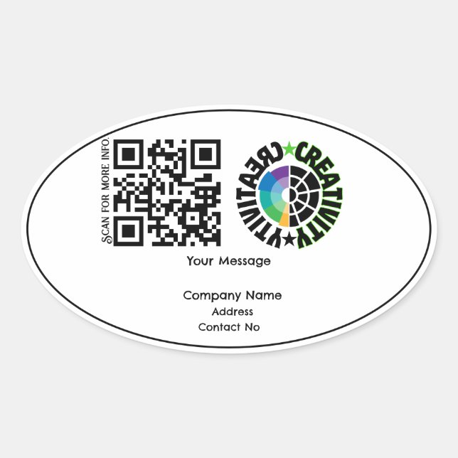Company gift QRcode with personalization BG Oval Sticker (Front)