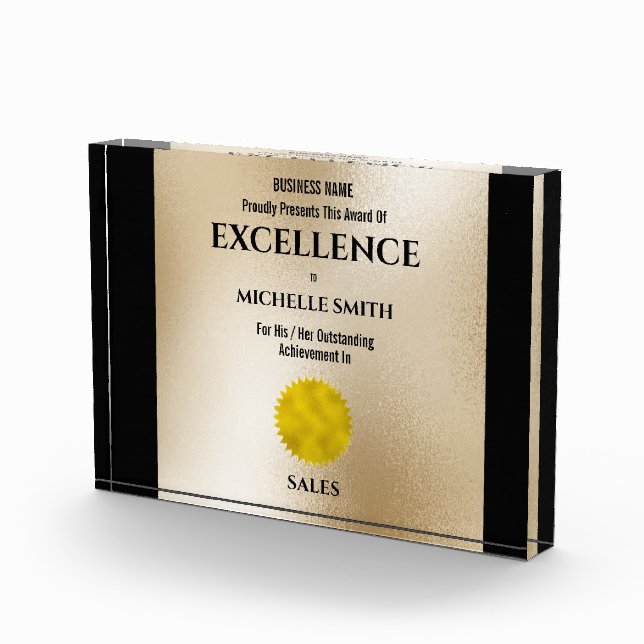 Company gold frame DIY excellence year end Acrylic Award (Right)