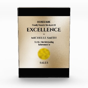 Company Gold Frame Diy Excellence Year End Office Acrylic Award by mensgifts at Zazzle