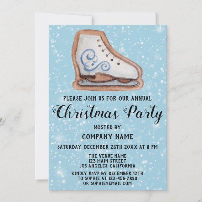 Company Holiday Christmas Party Cookie Blue Snow Invitation (Front)