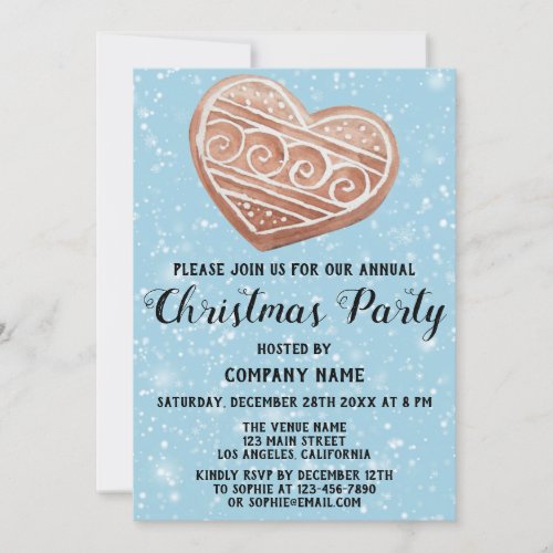 Company Holiday Christmas Party Heart Blue Snow Invitation