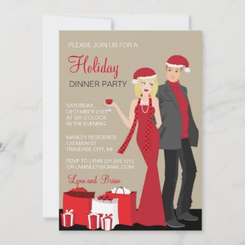 Company Holiday Party Blonde Couple Christmas Invitation by AnnounceIt at Zazzle