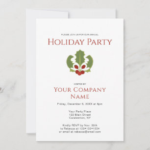Company Holiday Party Holly Invitation