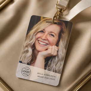 Company ID Card Modern Large Photo Employee QR Badge