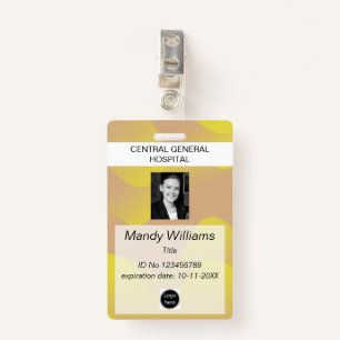 Company ID Employee photo logo yellow wave name Badge
