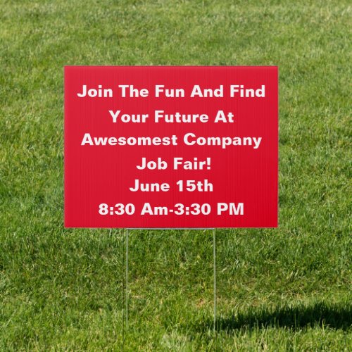 Company Job Fair Red Sign