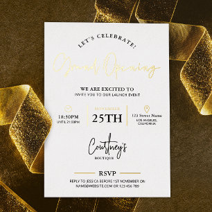 Company Launch Event Corporate White & Gold Foil Invitation