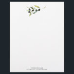 Company Letterhead Design Olive Branch<br><div class="desc">This company letterhead design feature a sprig of watercolor olive branch. Use the template fields to add your custom printed text. A botanical choice for business marketing. Order small quantities or letterhead in bulk. To see more designs like this visit www.zazzle.com/dotellabelle

Unique watercolor art and design by Victoria Grigaliunas</div>