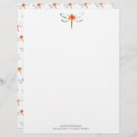 Company Letterhead Design Red Dragonfly<br><div class="desc">This company letterhead design feature a watercolor red dragonfly on the front with a dragonfly pattern on the back. Use the template fields to add your custom printed text. A beautiful choice for business marketing. Order small quantities or letterhead in bulk. To see more designs like this visit www.zazzle.com/dotellabelle Unique...</div>