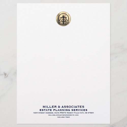Company Letterhead with Gold Logo Navy Typography