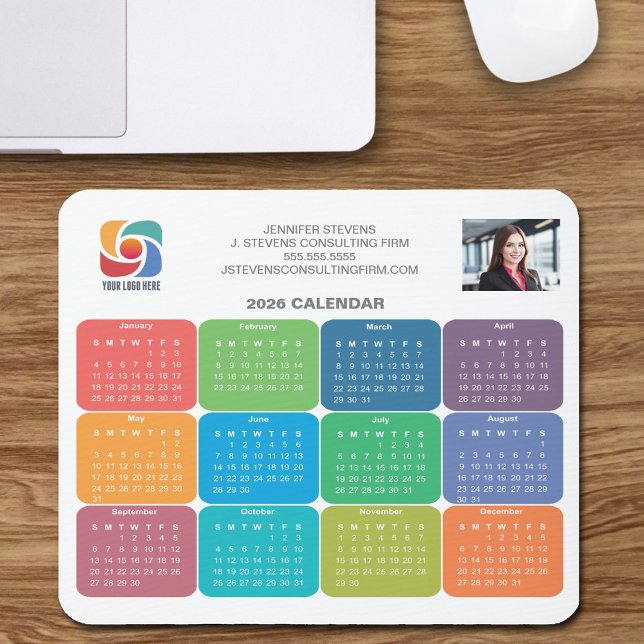 Company Logo 2026 Business Colorful Calendar Mouse Pad (Creator Uploaded)