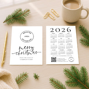 Company Logo 2026 calendar QR code Merry Christmas Holiday Card