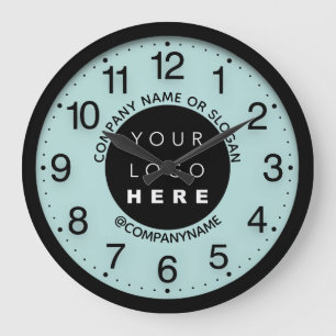 Company Logo Abstract Aqua Water SPA Name Slogan Large Clock