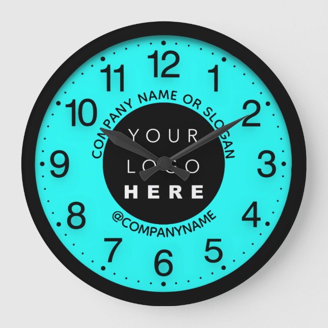 Company Logo Abstract Aqua Water SPA Name Slogan Large Clock (Front)
