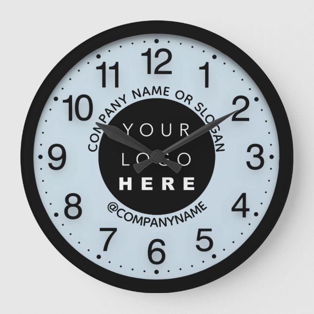 Company Logo Abstract Blue Pastel SPA Name Slogan  Large Clock (Front)