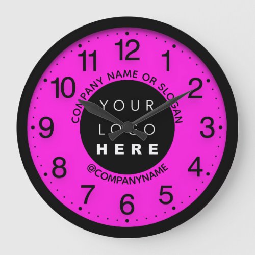 Company Logo Abstract Pink Fuchsia SPA Name Slogan Large Clock