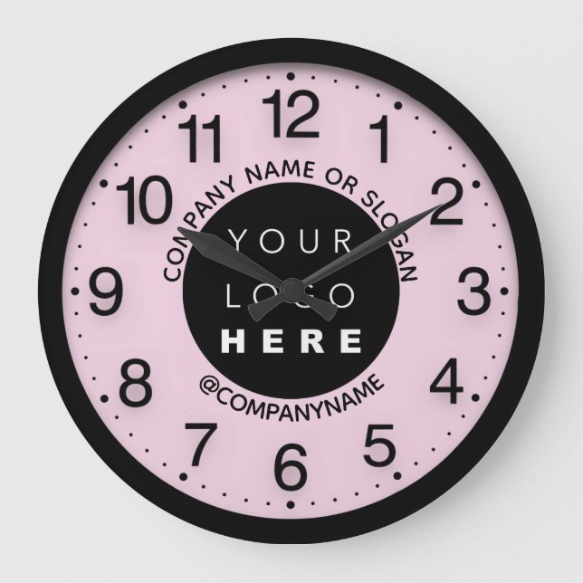 Company Logo Abstract Pink Pastel SPA Name Slogan Large Clock (Front)