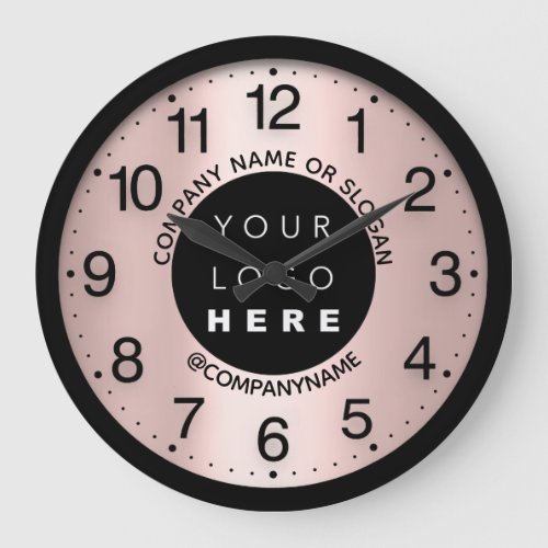 Company Logo Abstract Pink Rose Name Slogan  Large Clock