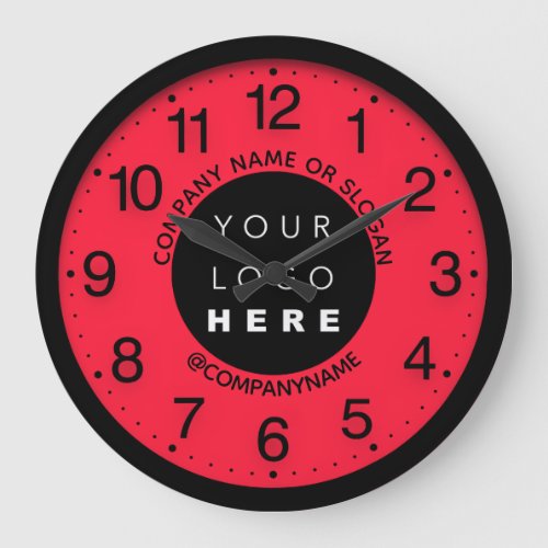 Company Logo Abstract Red Black SPA Name Slogan  Large Clock