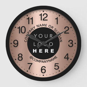 Company Logo Abstract Rose Gold Name Slogan Large Clock