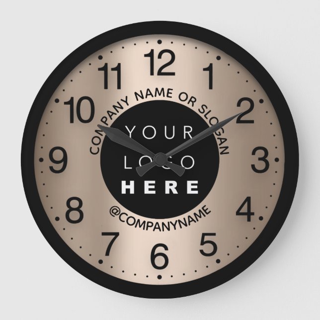 Company Logo Abstract Rose Skinny Name Slogan  Large Clock (Front)