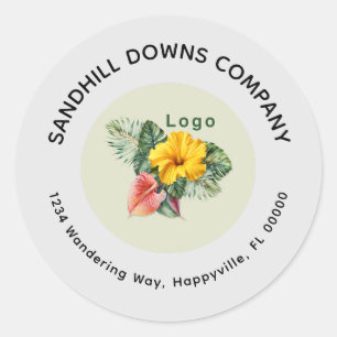 Company Logo and Business Name Curved Text Classic Round Sticker