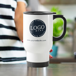 Company Logo and Business Website Address Custom Travel Mug