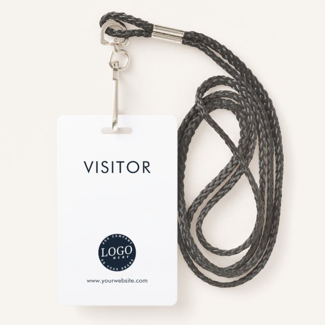 Company Logo and Business Website Address Visitor Badge (Front with Lanyard)