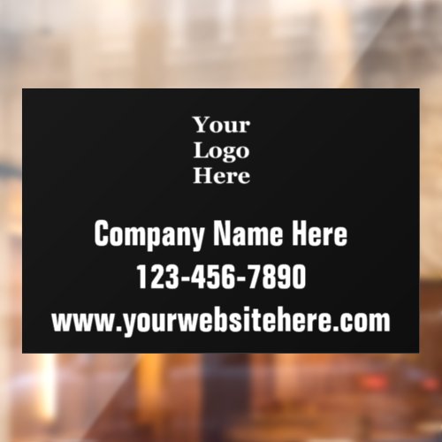 Company Logo and Contact Info on Black and White Window Cling