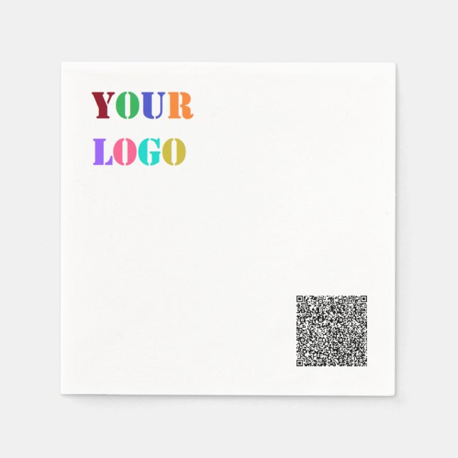 Company Logo and QR Code Business Napkins Template (Front)