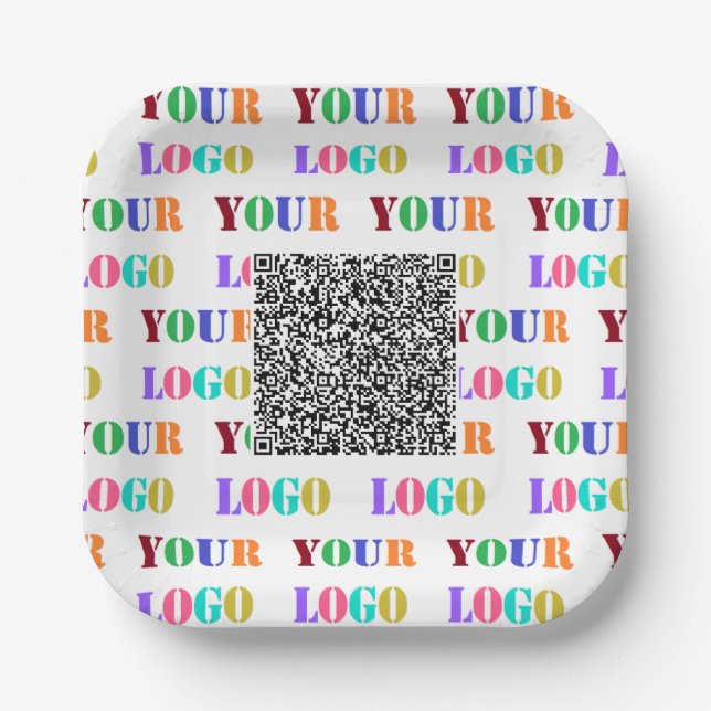 Company Logo and QR Code Paper Plates Template (Front)