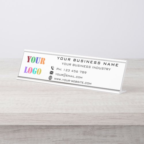 Company Logo and Text Personalized Desk Name Plate