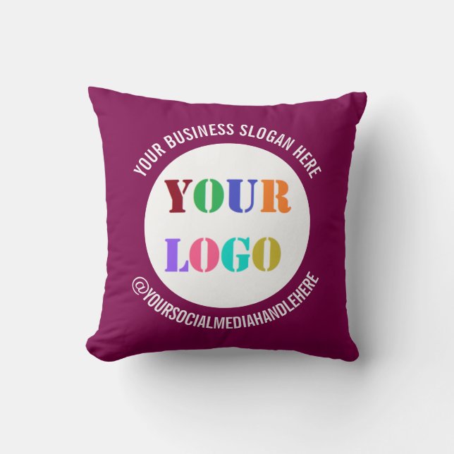 Company Logo and Text Pillow Example Custom Color (Front)