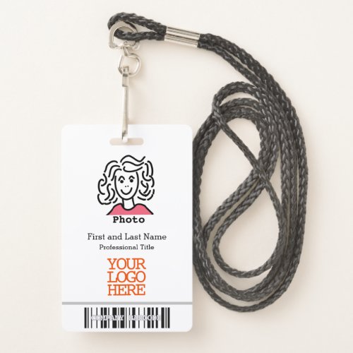 Company Logo Barcode Employee Photo Badge