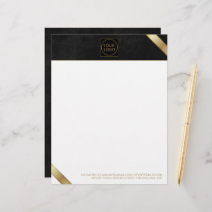Company Logo Black and Golden Stripe Corporate Letterhead