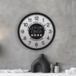 Company Logo Black Gray Marble Name Slogan  Large Clock<br><div class="desc">Unique minimal and decorative 
Corresponds to actual fashion trend in home decor.
You can change the shape and color of the hand.</div>