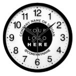 Company Logo Black White Silver Name Slogan Large Clock Company Logo Black White Silver Name Slogan Large Clock