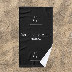 Company logo black white text business hand towel